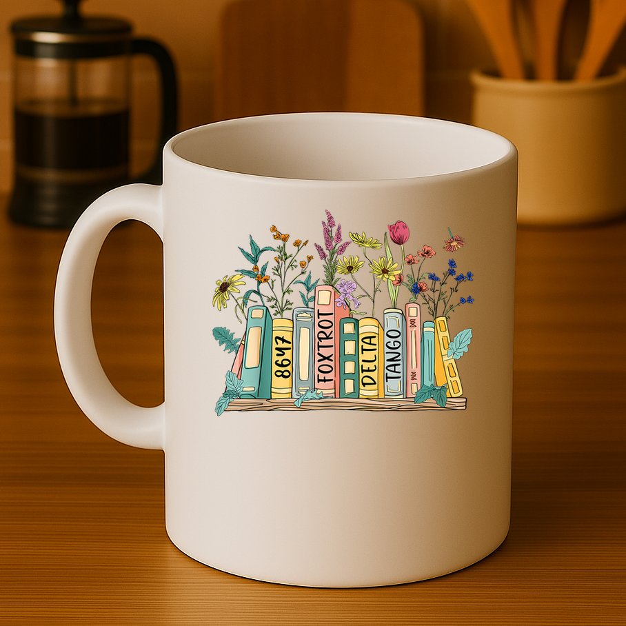 8647 Foxtrots Deltas Tangos Book Flower Mug