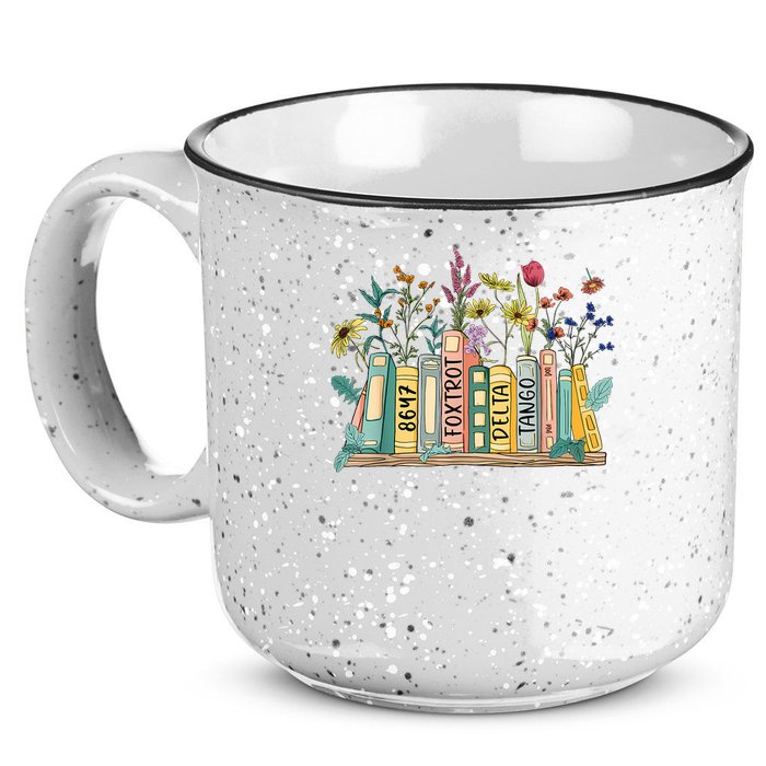 8647 Foxtrots Deltas Tangos Book Flower 15oz Campfire Ceramic Mug