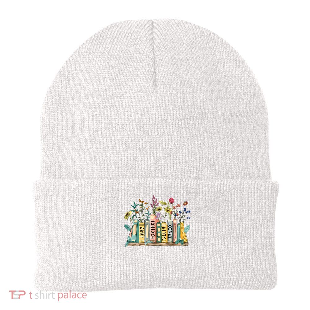 8647 Foxtrots Deltas Tangos Book Flower Beanie