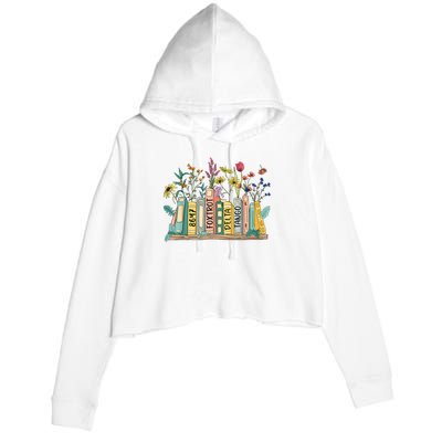 8647 Foxtrots Deltas Tangos Book Flower Crop Fleece Hoodie