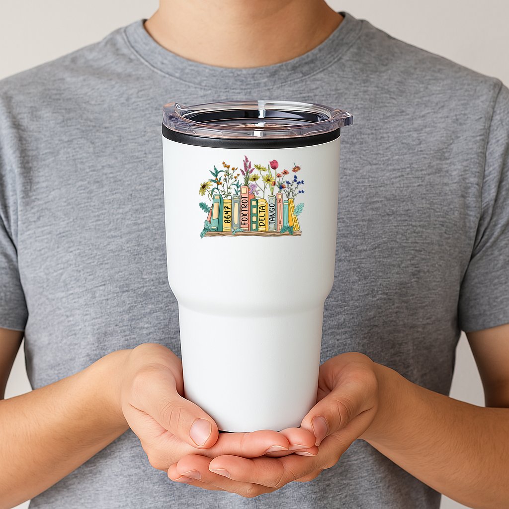 8647 Foxtrots Deltas Tangos Book Flower Tumbler
