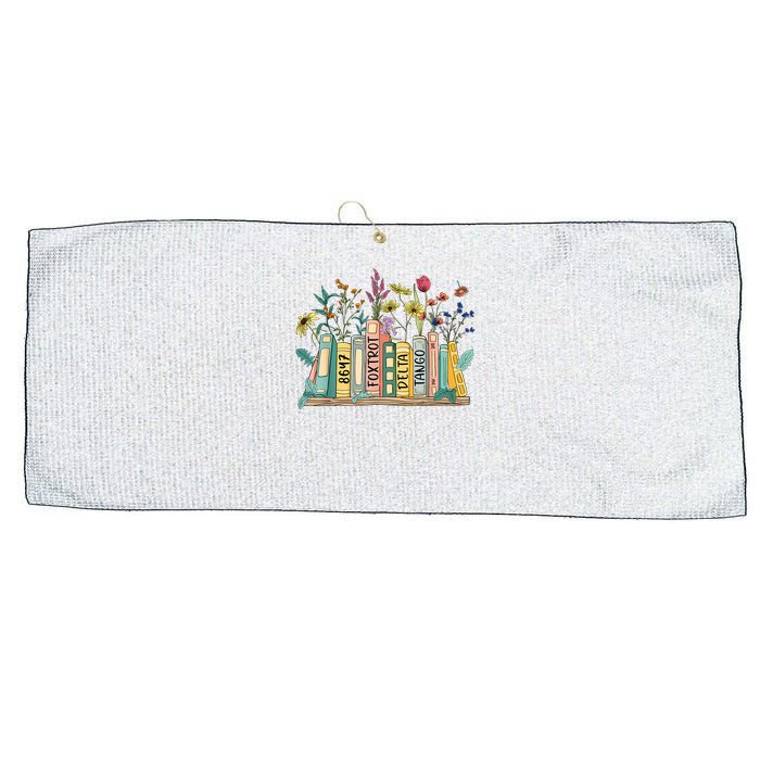 8647 Foxtrots Deltas Tangos Book Flower Large Microfiber Waffle Golf Towel