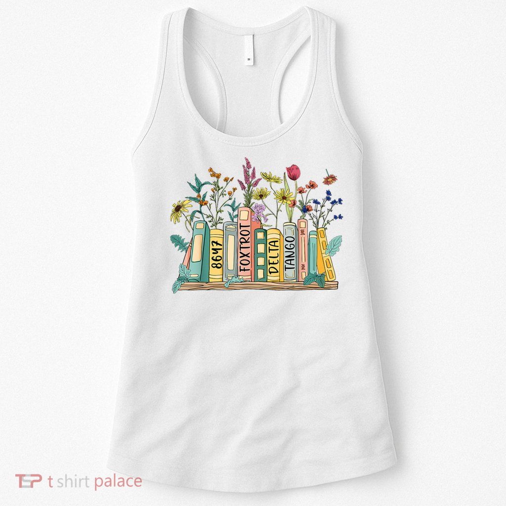 8647 Foxtrots Deltas Tangos Book Flower Womens Tank Top