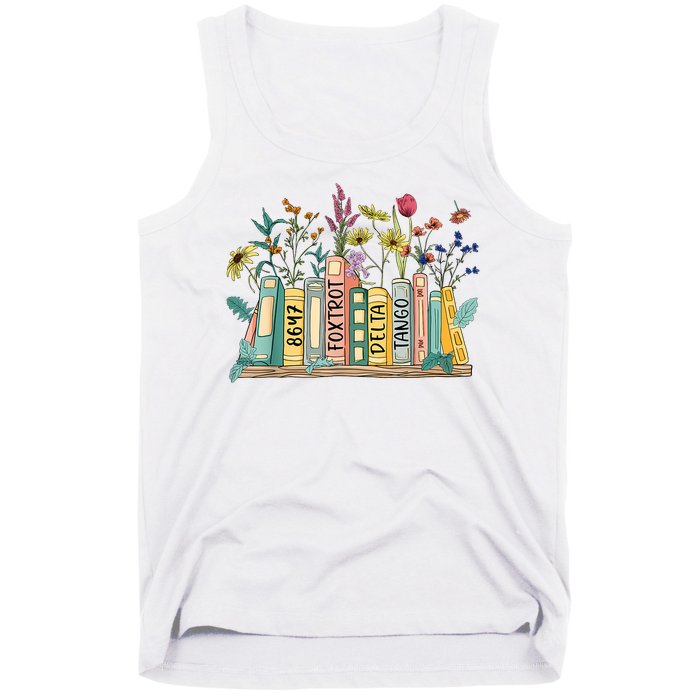 8647 Foxtrots Deltas Tangos Book Flower Tank Top