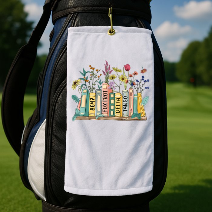 8647 Foxtrots Deltas Tangos Book Flower Golf Towel
