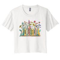 8647 Foxtrots Deltas Tangos Book Flower Crop Top
