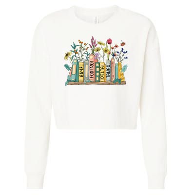 8647 Foxtrots Deltas Tangos Book Flower Cropped Pullover Crew