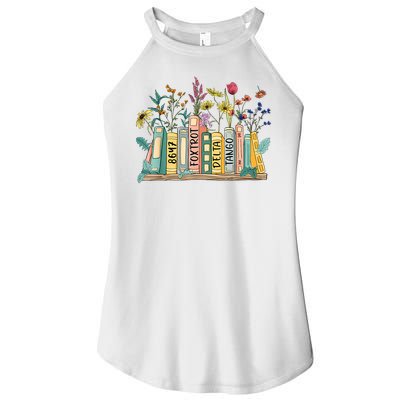 8647 Foxtrots Deltas Tangos Book Flower Women's Perfect Tri Rocker Tank