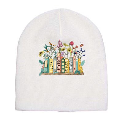 8647 Foxtrots Deltas Tangos Book Flower Short Acrylic Beanie