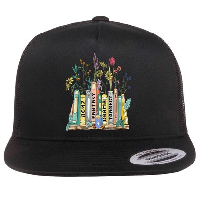 8647 Fantasy Drama Tragedy Book Floral Subtle Flat Bill Trucker Hat
