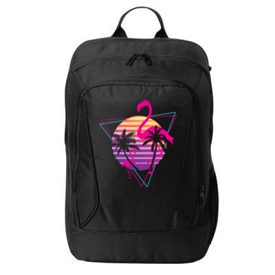 80's Flamingo Palm Sunset Synthwave Vaporwave Aesthetic Gift City Backpack