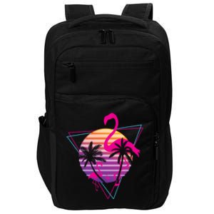 80's Flamingo Palm Sunset Synthwave Vaporwave Aesthetic Gift Impact Tech Backpack