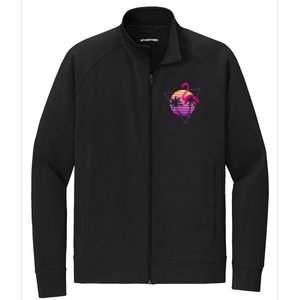 80's Flamingo Palm Sunset Synthwave Vaporwave Aesthetic Gift Stretch Full-Zip Cadet Jacket