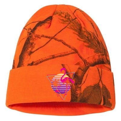 80's Flamingo Palm Sunset Synthwave Vaporwave Aesthetic Gift Kati Licensed 12" Camo Beanie