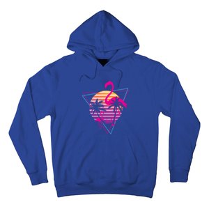 80's Flamingo Palm Sunset Synthwave Vaporwave Aesthetic Gift Hoodie