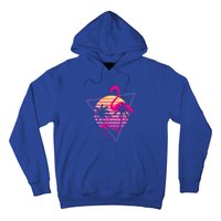 80's Flamingo Palm Sunset Synthwave Vaporwave Aesthetic Gift Hoodie