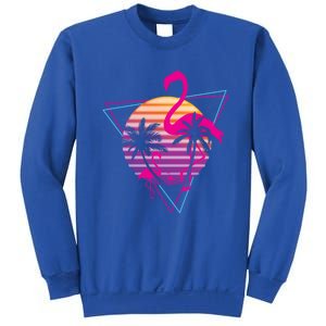 80's Flamingo Palm Sunset Synthwave Vaporwave Aesthetic Gift Sweatshirt