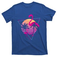 80's Flamingo Palm Sunset Synthwave Vaporwave Aesthetic Gift T-Shirt