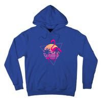 80's Flamingo Palm Sunset Synthwave Vaporwave Aesthetic Gift Tall Hoodie