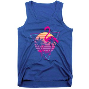 80's Flamingo Palm Sunset Synthwave Vaporwave Aesthetic Gift Tank Top