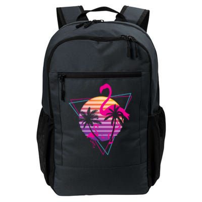 80's Flamingo Palm Sunset Synthwave Vaporwave Aesthetic Gift Daily Commute Backpack