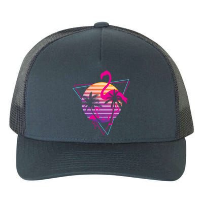 80's Flamingo Palm Sunset Synthwave Vaporwave Aesthetic Gift Yupoong Adult 5-Panel Trucker Hat