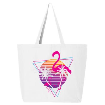 80's Flamingo Palm Sunset Synthwave Vaporwave Aesthetic Gift 25L Jumbo Tote