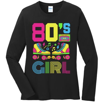 80s Girl 1980s Fashion Theme Party Outfit Eighties Costume Ladies Long Sleeve Shirt