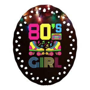 80s Girl 1980s Fashion Theme Party Outfit Eighties Ceramic Oval Ornament