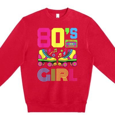 80s Girl 1980s Fashion Theme Party Outfit Eighties Costume Premium Crewneck Sweatshirt