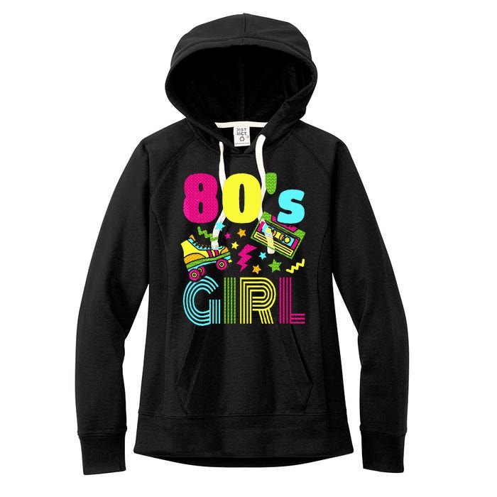 80s Girl 1980s Theme Party 80s Costume Outfit Women's Fleece Hoodie