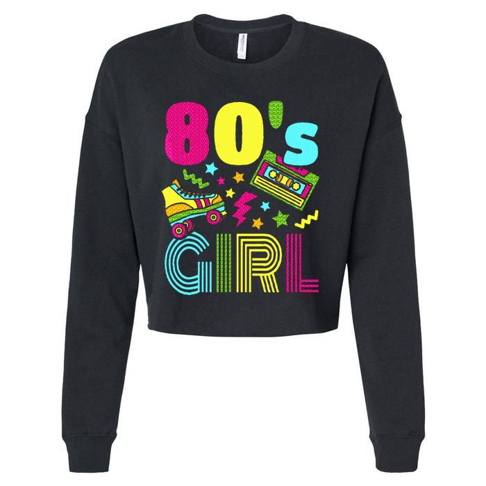 80s Girl 1980s Theme Party 80s Costume Outfit Cropped Pullover Crew