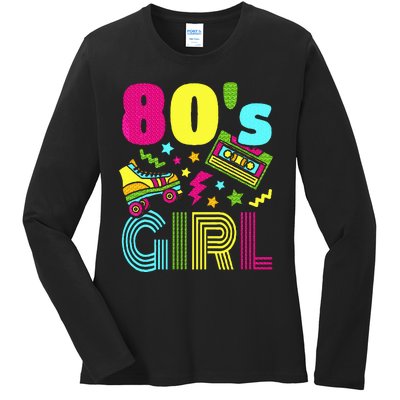 80s Girl 1980s Theme Party 80s Costume Outfit Ladies Long Sleeve Shirt