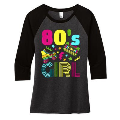 80s Girl 1980s Theme Party 80s Costume Outfit Women's Tri-Blend 3/4-Sleeve Raglan Shirt