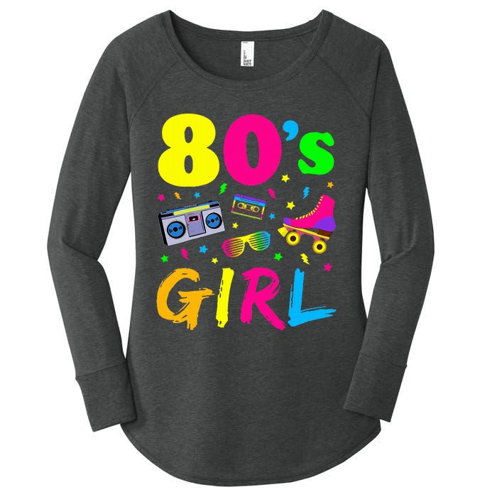 80S Girl Birthday Party Costume Retro Women's Perfect Tri Tunic Long Sleeve Shirt