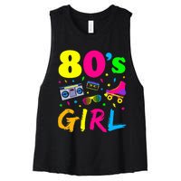 80S Girl Birthday Party Costume Retro Women's Racerback Cropped Tank