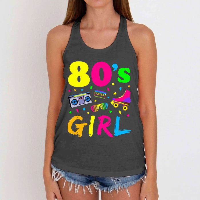 80S Girl Birthday Party Costume Retro Women's Knotted Racerback Tank