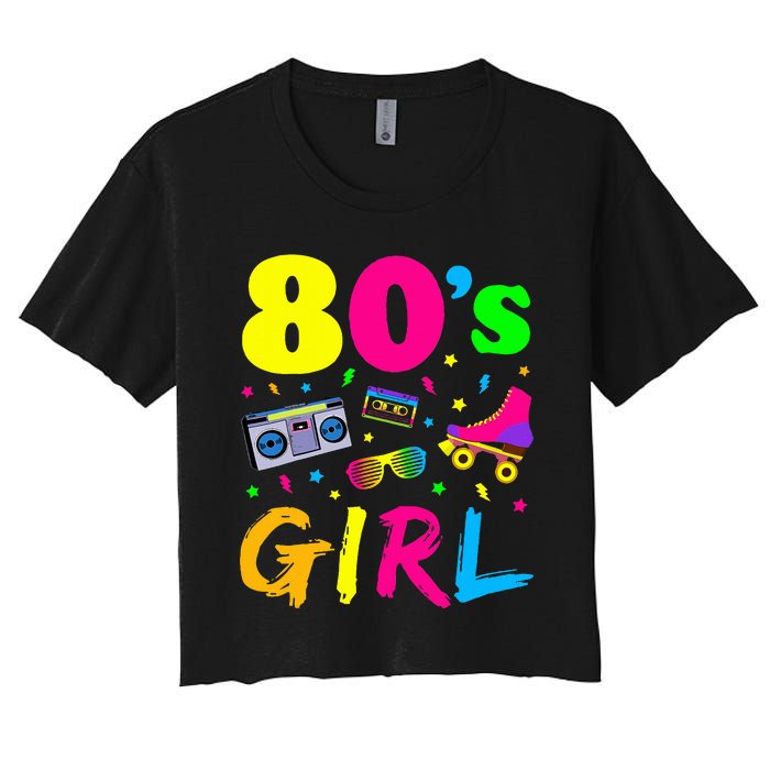 80S Girl Birthday Party Costume Retro Women's Crop Top Tee