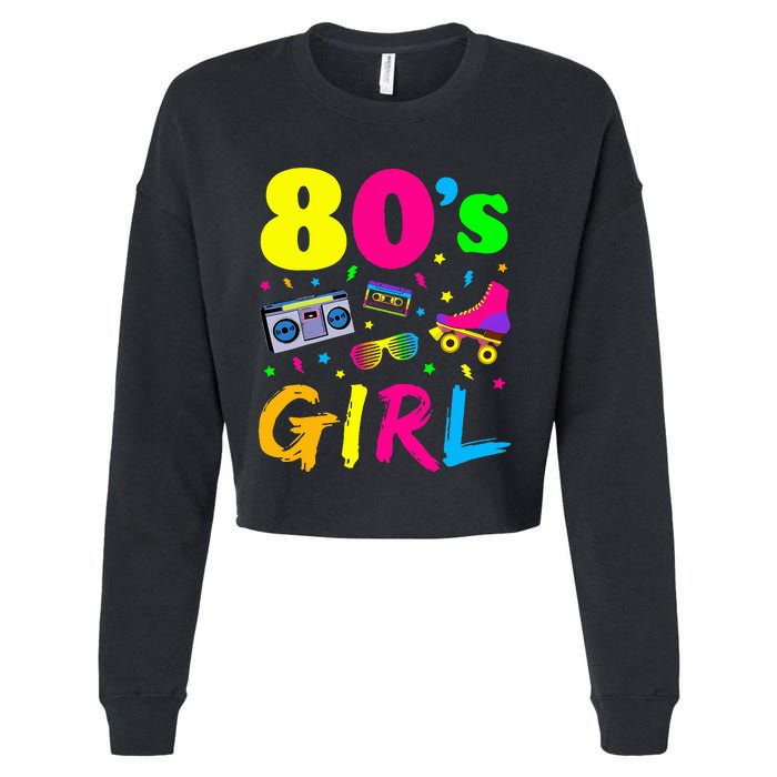 80S Girl Birthday Party Costume Retro Cropped Pullover Crew