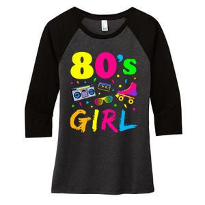 80S Girl Birthday Party Costume Retro Women's Tri-Blend 3/4-Sleeve Raglan Shirt