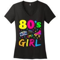 80S Girl Birthday Party Costume Retro Women's V-Neck T-Shirt