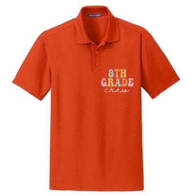 8Th Grade Crew Retro Groovy Happy First Day Of School Gift Dry Zone Grid Polo