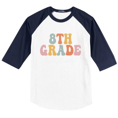 8Th Grade Crew Retro Groovy Happy First Day Of School Gift Baseball Sleeve Shirt