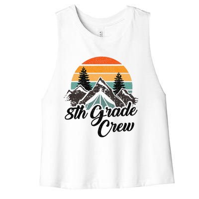 8th Grade Crew Back To School After Camping Trip Love Camp Women's Racerback Cropped Tank