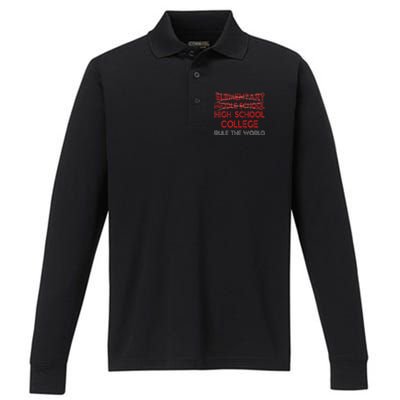 8th Grade Graduation Funny Middle School Graduation Performance Long Sleeve Polo