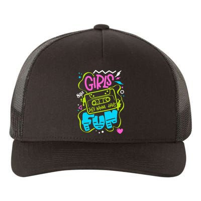 80's Girl Just Wanna Have Fun Nostalgia 1980s Yupoong Adult 5-Panel Trucker Hat