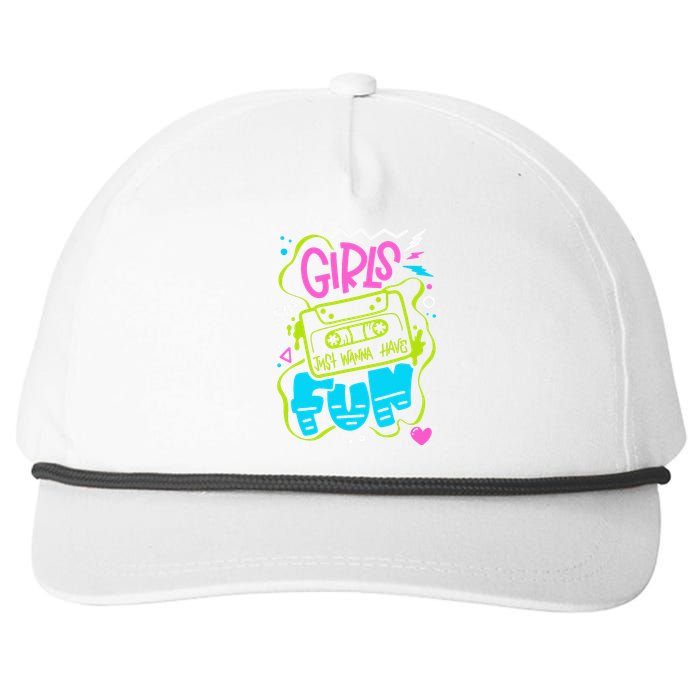 80's Girl Just Wanna Have Fun Nostalgia 1980s Snapback Five-Panel Rope Hat