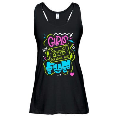 80's Girl Just Wanna Have Fun Nostalgia 1980s Ladies Essential Flowy Tank