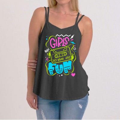 80's Girl Just Wanna Have Fun Nostalgia 1980s Women's Strappy Tank