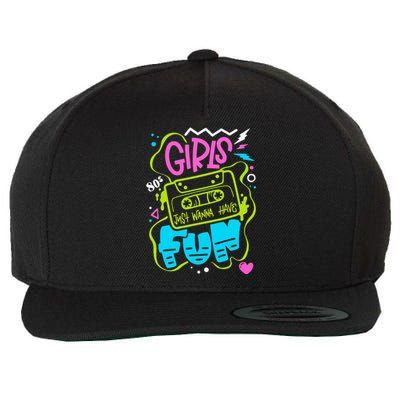 80's Girl Just Wanna Have Fun Nostalgia 1980s Wool Snapback Cap